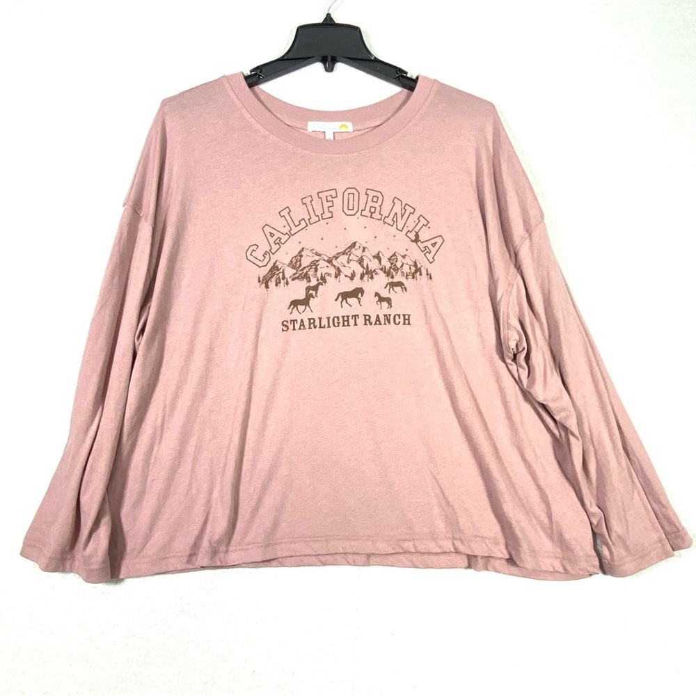 C&C California Long Sleeve Tee Women's 2X Mauve California Starlight Ranch NWT
